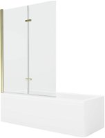 MEXEN/S - Cubik obdĺžniková vaňa 160 x 70 cm s panelom + vaňová zástena 120 cm, transparent, zlatá 550316070X9212025000
