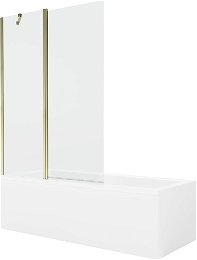 MEXEN/S - Cubik obdĺžniková vaňa 160 x 70 cm s panelom + vaňová zástena 120 cm, transparent, zlatá 550316070X9412115000