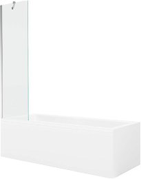 MEXEN/S - Cubik obdĺžniková vaňa 160 x 70 cm s panelom + vaňová zástena 50 cm, transparent, chróm 550316070X9505000001