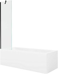 MEXEN/S - Cubik obdĺžniková vaňa 160 x 70 cm s panelom + vaňová zástena 50 cm, transparent, čierna 550316070X9505000070