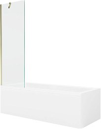 MEXEN/S - Cubik obdĺžniková vaňa 160 x 70 cm s panelom + vaňová zástena 60 cm, transparent, zlatá 550316070X9506000050