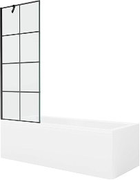MEXEN/S - Cubik obdĺžniková vaňa 160 x 70 cm s panelom + vaňová zástena 70 cm, čierna vzor 550316070X9507007077