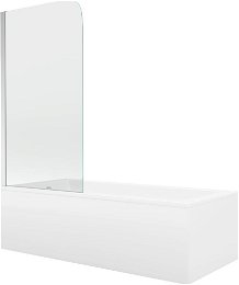 MEXEN/S - Cubik obdĺžniková vaňa 160 x 70 cm s panelom + vaňová zástena 75 cm, transparent, chróm 550316070X9007510100