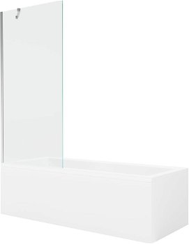 MEXEN/S - Cubik obdĺžniková vaňa 160 x 70 cm s panelom + vaňová zástena 80 cm, transparent, chróm 550316070X9508000001