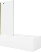 MEXEN/S - Cubik obdĺžniková vaňa 160 x 70 cm s panelom + vaňová zástena 80 cm, transparent, zlatá 550316070X9508000050