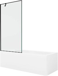 MEXEN/S - Cubik obdĺžniková vaňa 160 x 70 cm s panelom + vaňová zástena 90 cm, čierna vzor 550316070X9509007070