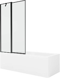 MEXEN/S - Cubik obdĺžniková vaňa 170 x 70 cm s panelom + vaňová zástena 100 cm, čierna vzor 550317070X9410117070