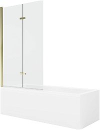 MEXEN/S - Cubik obdĺžniková vaňa 170 x 70 cm s panelom + vaňová zástena 100 cm, transparent, zlatá 550317070X9210025000