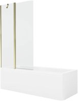 MEXEN/S - Cubik obdĺžniková vaňa 170 x 70 cm s panelom + vaňová zástena 100 cm, transparent, zlatá 550317070X9410115000