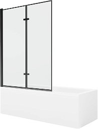MEXEN/S - Cubik obdĺžniková vaňa 170 x 70 cm s panelom + vaňová zástena 120 cm, čierna vzor 550317070X9212027070