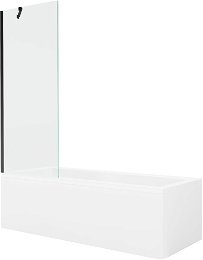 MEXEN/S - Cubik obdĺžniková vaňa 170 x 70 cm s panelom + vaňová zástena 70 cm, transparent, čierna 550317070X9507000070