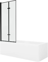 MEXEN/S - Cubik obdĺžniková vaňa 170 x 70 cm s panelom + vaňová zástena 80 cm, čierna vzor 550317070X9208027070
