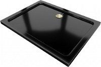 MEXEN/S - Flat Sprchová vanička obdĺžniková slim 120 x 100, čierna + zlatý sifón 40701012G