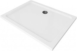 MEXEN/S - Flat sprchová vanička obdĺžniková slim 80 x 70, biela + čierny sifón 40107080B