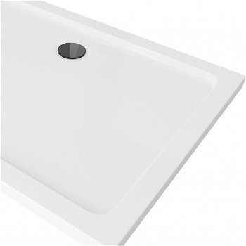 MEXEN/S - Flat sprchová vanička obdĺžniková slim 90 x 80, biela + čierny sifón 40108090B