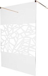MEXEN/S - KIOTO samostatne stojaca sprchová zástena 100 x 200, transparent/biela vzor 8 mm, ružové zlato 800-100-002-60-85