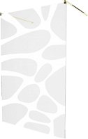 MEXEN/S - KIOTO samostatne stojaca sprchová zástena 100 x 200, transparent/biela vzor 8 mm, zlatá 800-100-002-50-97