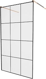 MEXEN/S - KIOTO samostatne stojaca sprchová zástena 100 x 200, transparent/čierna vzor 8 mm, ružové zlato 800-100-002-60-77
