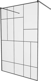 MEXEN/S - KIOTO samostatne stojaca sprchová zástena 110 x 200, transparent/čierna vzor 8 mm, čierna 800-110-002-70-78