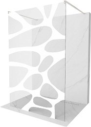MEXEN/S - Kioto samostatne stojaca sprchová zástena 130 x 200, biely vzor 8 mm, nikel kartáčovaná 800-130-002-97-97