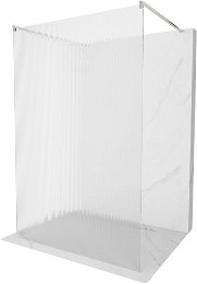 MEXEN/S - Kioto samostatne stojaca sprchová zástena 130 x 200 cm, prúžky 8 mm, nikel kartáčovaný 800-130-002-97-09