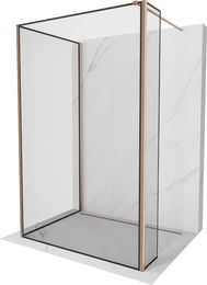 MEXEN/S - Kioto Sprchová zástena WALK-IN 100 x 100 x 40 cm, čierny vzor, meď kartáčovaná 800-100-100-221-65-70-040