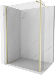 MEXEN/S - Kioto Sprchová zástena WALK-IN 100 x 30 cm, transparent, zlatá kartáčovaná 800-100-212-55-00-030