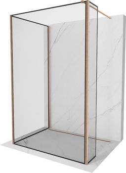 MEXEN/S - Kioto Sprchová zástena WALK-IN 100 x 80 x 40 cm, čierny vzor, meď kartáčovaná 800-100-080-221-65-70-040