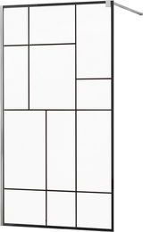 MEXEN/S - KIOTO Sprchová zástena WALK-IN 100x200 cm 8 mm, chróm, čierny vzor 2 800-100-101-01-78