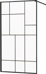 MEXEN/S - KIOTO Sprchová zástena WALK-IN 100x200 cm 8 mm, čierna, čierny vzor 2 800-100-101-70-78