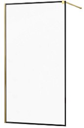 MEXEN/S - KIOTO Sprchová zástena WALK-IN 100x200 cm 8 mm, zlatá, čierny profil 800-100-101-50-70