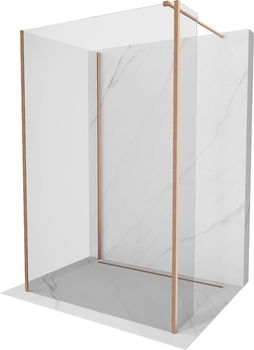 MEXEN/S - Kioto Sprchová zástena WALK-IN 105 x 90 x 40 cm, transparent, meď kartáčovaná 800-105-090-221-65-00-040