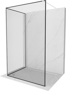 MEXEN/S - Kioto Sprchová zástena WALK-IN 110 x 80 cm, čierny vzor, biela 800-110-212-20-70-080