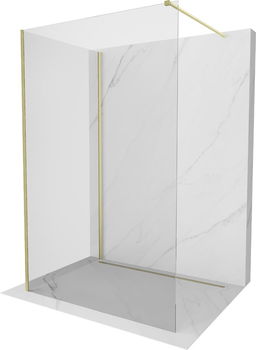 MEXEN/S - Kioto Sprchová zástena WALK-IN 110 x 85 cm, transparent, zlatá kartáčovaná 800-110-212-55-00-085