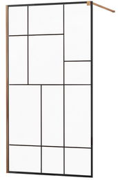 MEXEN/S - KIOTO Sprchová zástena WALK-IN 110x200 cm 8 mm, ružové zlato, čierny vzor 2 800-110-101-60-78