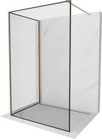 MEXEN/S - Kioto Sprchová zástena WALK-IN 120 x 120 cm, čierny vzor, meď kartáčovaná 800-120-212-65-70-120