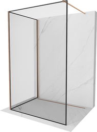 MEXEN/S - Kioto Sprchová zástena WALK-IN 120 x 90 cm, čierny vzor, meď kartáčovaná 800-120-212-65-70-090