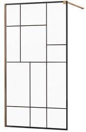 MEXEN/S - KIOTO Sprchová zástena WALK-IN 120x200 cm 8 mm, chróm, ružové zlato vzór 2 800-120-101-60-78