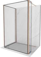 MEXEN/S - Kioto Sprchová zástena WALK-IN 130 x 120 x 30 cm, čierny vzor, meď kartáčovaná 800-130-120-221-65-70-030