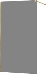 MEXEN/S - KIOTO Sprchová zástena WALK-IN 130x200 cm 8 mm, zlatá, dymové sklo 800-130-101-50-40