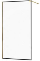 MEXEN/S - KIOTO Sprchová zástena WALK-IN 140x200 cm 8 mm, zlatá, čierny profil 800-140-101-50-70