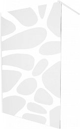 MEXEN/S - KIOTO Sprchová zástena WALK-IN 70 x 200, transparent/biely vzor 8 mm, biela 800-070-101-20-97