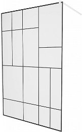 MEXEN/S - KIOTO Sprchová zástena WALK-IN 70 x 200, transparent/čierny vzor 8 mm, biela 800-070-101-20-78