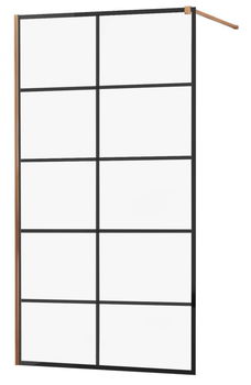 MEXEN/S - KIOTO Sprchová zástena WALK-IN 70x200 cm 8 mm, růžové zlato, čierny vzor 1 800-070-101-60-77