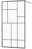 MEXEN/S - KIOTO Sprchová zástena WALK-IN 70x200 cm 8 mm, ružové zlato, čierny vzor 2 800-070-101-60-78