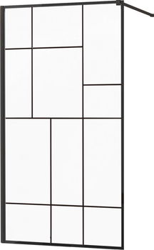 MEXEN/S - KIOTO Sprchová zástena WALK-IN 80x200 cm 8 mm, čierna, čierny vzor 2 800-080-101-70-78