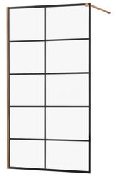 MEXEN/S - KIOTO Sprchová zástena WALK-IN 80x200 cm 8 mm, růžové zlato, čierny vzor 1 800-080-101-60-77