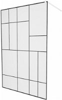 MEXEN/S - KIOTO Sprchová zástena WALK-IN 90 x 200, transparent/čierny vzor 8 mm, biela 800-090-101-20-78
