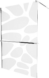 MEXEN/S - KIOTO Sprchová zástena WALK-IN s poličkou a držiakom uterákov 100 x 200, biely dekor 8 mm, chróm 800-100-121-01-97