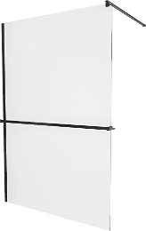 MEXEN/S - KIOTO Sprchová zástena WALK-IN s poličkou a držiakom uterákov 100 x 200, transparent 8 mm, čierna 800-100-121-70-00